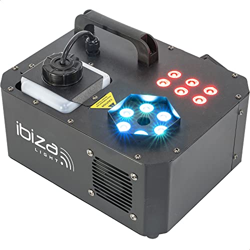Ibiza - SPRAY-COLOR-1000-1000W Nebelmaschine mit RGB LEDs und 2 Fernbedienungen - Schwarz von Ibiza