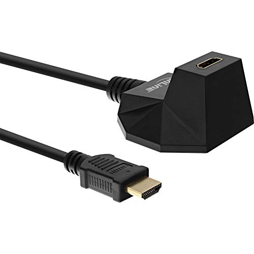 InLine 17535S HDMI Verlängerung mit Standfuß, HDMI-High Speed mit Ethernet, 4K2K, Stecker / Buchse, schwarz / gold, 5m von InLine