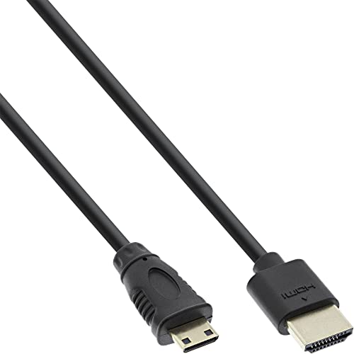 InLine 17555C HDMI Superslim Kabel A an C, HDMI-High Speed mit Ethernet, Premium, schwarz / gold, 0,5m von InLine