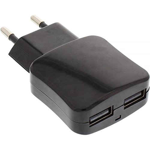 InLine 31505C USB DUO+ Ladeset, Stromadapter mit 2m Kabel, 100-240V zu 5V/2.1A, schwarz von InLine