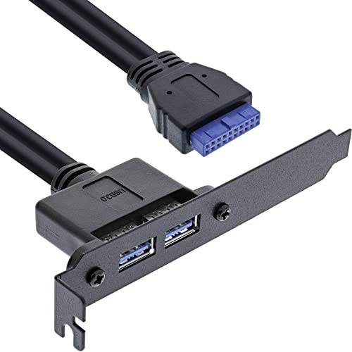 InLine 33390C Slotblech USB 3.0, 2x USB Buchse auf intern Mainboardanschluss, 0,5m, 1 Stück von InLine