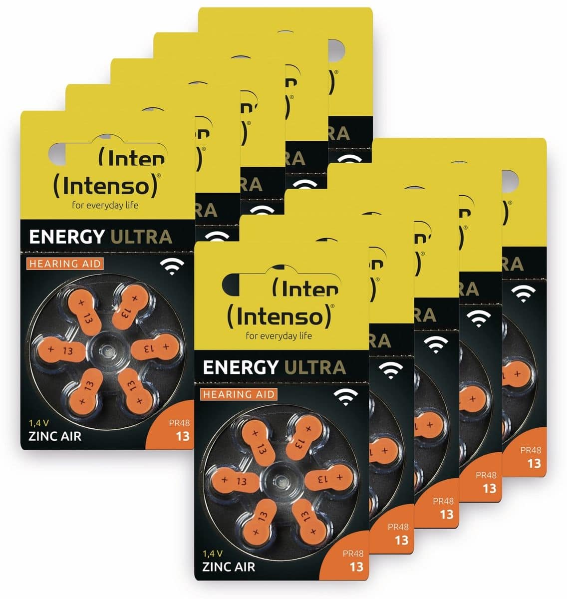 INTENSO Hörgeräte-Batterien-Set Energy Ultra A 13, 60er-Set, orange von Intenso