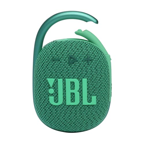 JBL Clip 4 Eco Bluetooth Lautsprecher aus recyceltem Material in Grün – Wasserdichte, tragbare Musikbox mit praktischem Karabiner – Bis zu 10 Stunden kabelloses Musik Streaming von JBL