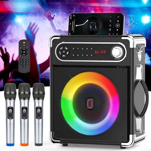 JYX Karaoke Maschine, Karaoke Anlage mit 3 Mikrofonen, Tragbare Bluetooth Lautsprecher für Erwachsene, Party Karaoke Lautsprecher, Subwoofer PA System für Versammlungen, die besten Geschenke für alle von JYX