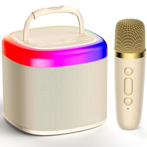 JYX Karaoke Maschine für Kinder & Erwachsene, Mini Karaoke Anlage mit Mikrofonen, Bluetooth Karaoke Lautsprecher für Heimparty, Geschenk für Brithday, Weihnachten, Spielzeug für Mädchen und Jungen von JYX