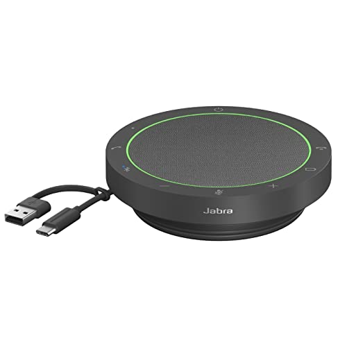 Jabra Speak2 55 Bluetooth-Freisprechlösung, 4 Mikrofone mit Geräuschunterdrückung, 50 mm Breitband-Lautsprecher, Breitband-Audio, kompakt, tragbar - Zoom und Google Meet zertifiziert, Dunkelgrau von Jabra