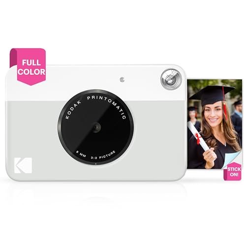 KODAK PRINTOMATIC Digitale Sofortbildkamera, Vollfarbdrucke auf Zink 2x3-Fotopapier mit Sticky-Back-Funktion - Drucken Sie Memories sofort (Gelb), 50-Pack-Papierbündel von KODAK