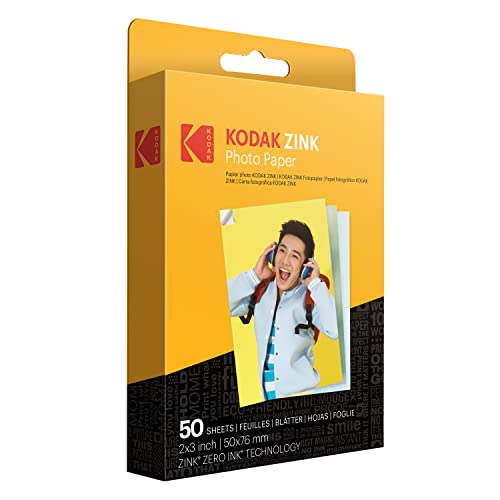 Kodak Zink Premium 2X3-Zoll-Fotopapier (50 Blatt) kompatibel mit Kodak Lächle, Kodak Schritt, Printomatic von KODAK