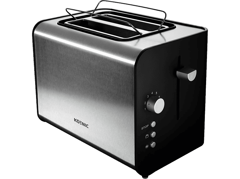 KOENIC KTO 120 Toaster Edelstahl/Schwarz (870 Watt, Schlitze: 2) von KOENIC