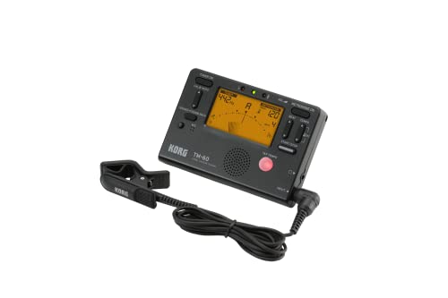 KORG TM-60 Combo aus Stimmgerät und Metronom, mit Kontakt-Mikrofon, Handheld Tuner, schwarz, für Holz- und Blechblasinstrumente von KORG