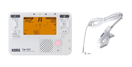 Korg TM70 Kombiniertes Metronom und chromatisches Stimmgerät mit Kontaktmikrofon – Weiß von KORG