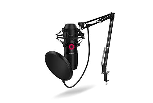 KROM Set Streaming-Mikrofone KAPSULE -NXKROMKPSL- Mikrofone unidirektional, 2 Kondensator, 3,5-mm-Audio, Anti-Schock-Halterung und Pop-Filter, Schwarz von KROM