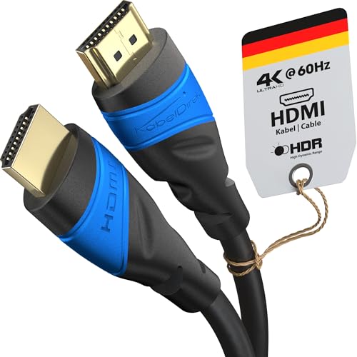 KabelDirekt – 4K HDMI-Kabel – 5 m – 4K@60Hz (Extra-Kupfer für bis zu 18 Gbit/s und Ultra HD/4K – kompatibel mit HDMI 2.0, High Speed mit Ethernet, Blu-ray/PS5/Xbox Series X/Switch, schwarz) von KabelDirekt