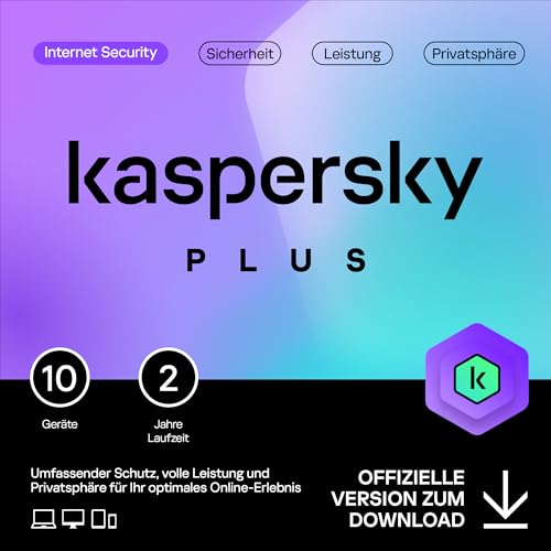 Kaspersky Plus Internet Security 2024 | 10 Geräte | 2 Jahre | Anti-Phishing und Firewall | Unbegrenzter VPN | Passwort-Manager | Online-Banking Schutz | PC/Mac/Mobile | Aktivierungscode per Email von Kaspersky
