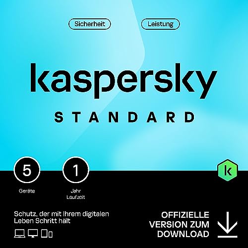 Kaspersky Standard Anti-Virus 2024 | 5 Geräte | 1 Jahr | Umfassender Schutz | Online-Banking Schutz | Leistungsoptimierung | PC/Mac/Mobile | Aktivierungscode per Email von Kaspersky