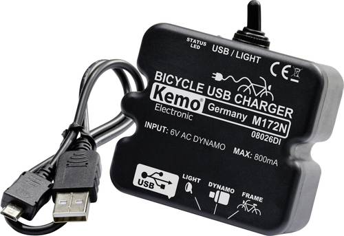 Kemo M-172N - USB Fahrrad-Laderegler Schwarz von Kemo
