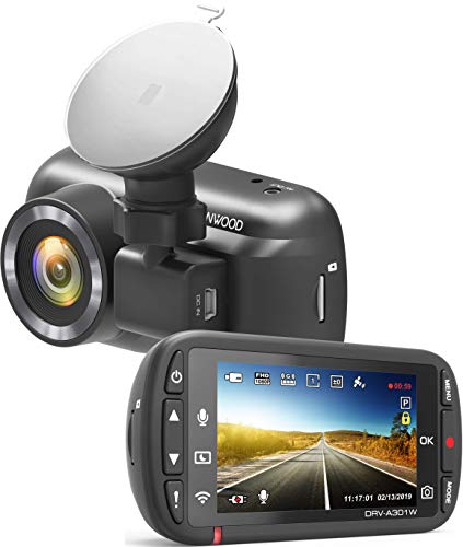 Kenwood DRV-A301W Full-HD-Dashcam mit 3-Achsen G-Sensor, GPS und Wireless Link, inkl. 16GB Micro SD-Karte von Kenwood