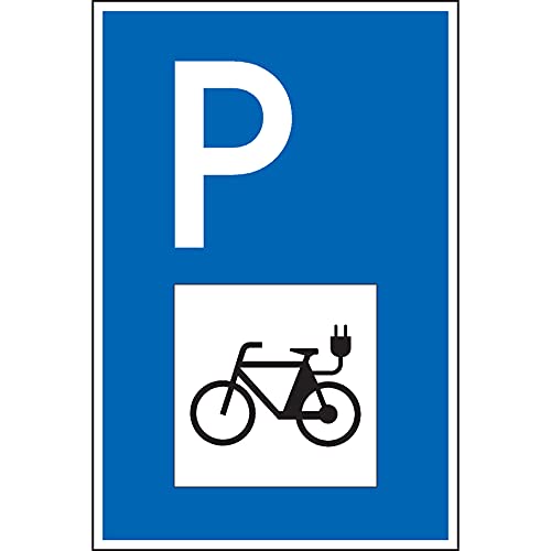 Schild I Parkplatzschild E-Bike, mit Symbol, Kunststoff, spitze Ecken, 250x400mm von König Werbeanlagen