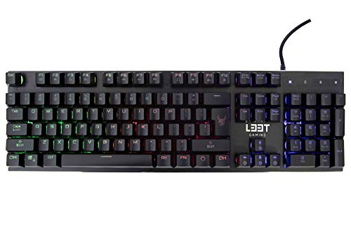 L33T Gaming E-Sports Halbmechanische Gaming Tastatur, 25 Anti-Ghosting-Tasten, 12 Multimedia Tasten, RGB Gaming Keyboard, HQ USB-Anschluss (vergoldet), Aluminium Oberseite, US Layout TYR OSEBERG von L33T Gaming