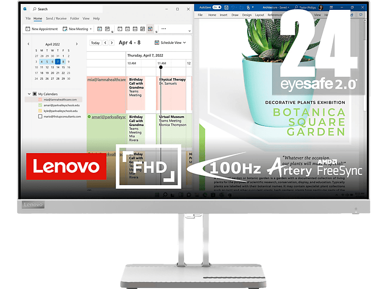 LENOVO L24e-40 Monitor 23,8 Zoll Full-HD (6 Reaktionszeit, 100 Hz) von LENOVO