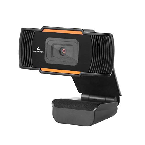 LYCANDER USB - Webcam mit Integriertem Mikrofon, 720p High-Definition (HD), 30fps, Schwarz und Orange - Für Desktop, Laptop, Windows, Mac, Linux, Online-Meetings, Streaming, Video-Chats von LYCANDER
