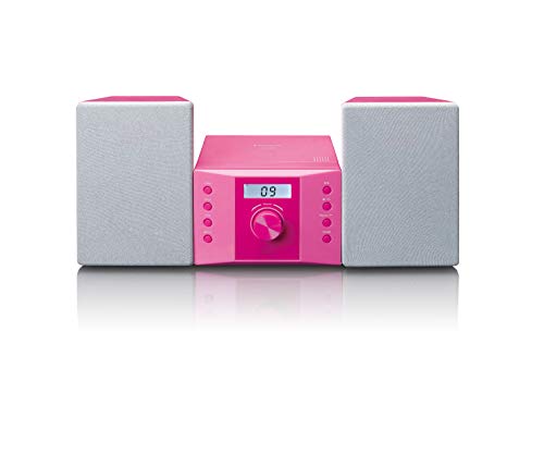 Lenco MC-013PK Stereoanlage - Kompaktanlage für Kinder - Radio CD-Player - LCD Display - AUX Eingang - 2 x 2 Watt RMS - mit Aufklebern - rosa von Lenco