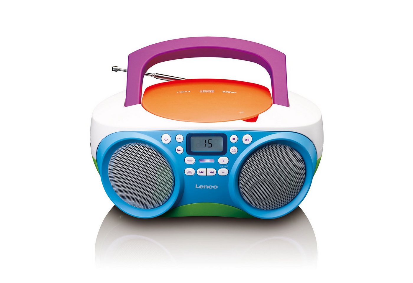 Lenco SCD-41 UKW-Radio (FM, 2 W, robust, einfach & kindgerecht mit CD/MP3-Player für USB- & Kopfhörer) von Lenco