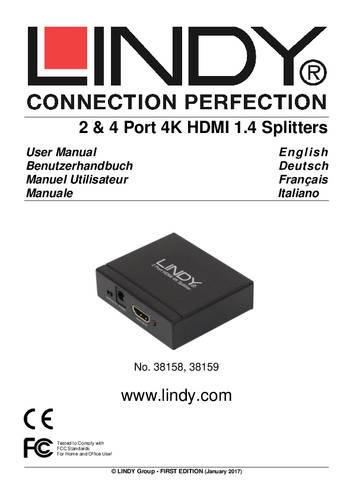 LINDY HDMI 4K Splitter 2 Port 3D 2160p30 von Lindy