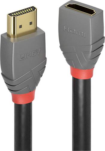 LINDY HDMI Verlängerungskabel HDMI-A Stecker, HDMI-A Buchse 0.50m Anthrazit, Schwarz, Rot 36475 ver von Lindy