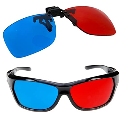 Rotblaue Gläser 3D-Sichtgläser rot-blau 3D-Gläser, 3D-Filmgläser mit Clip auf Glasspiel DVD Blue Rot Objektiv für Home Cinema 3D Sichtgläser, rot Blaue Gläser, Anaglyph 3D-Brille von Liummrcy