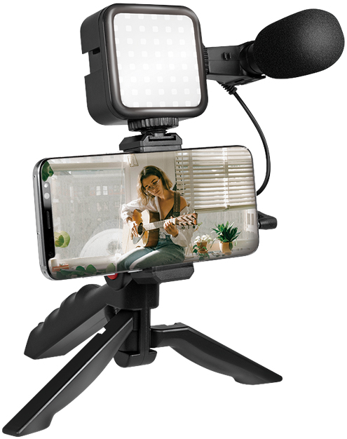 LogiLink Vlogger Kit mit LED-Licht, mit Mikrofon + Stativ von Logilink