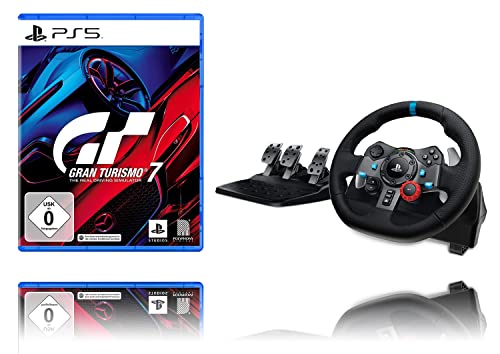 Logitech G29 Driving Force Gaming Rennlenkrad, Lenkbereich, Racing Leder-Lenkrad, Verstellbare Edelstahl Bodenpedale, für PS5, PS4, PC, Mac - Schwarz + Gran Turismo 7 Standard Edition [PlayStation 5] von Logitech G