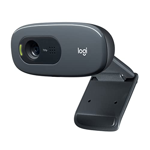Logitech C270 Webcam, HD 720p, 60° Sichtfeld, Fester Fokus, Belichtungskorrektur, USB-Anschluss, Rauschunterdrückung, Universalhalterung, Für Skype, FaceTime, Hangouts, etc. - Schwarz von Logitech