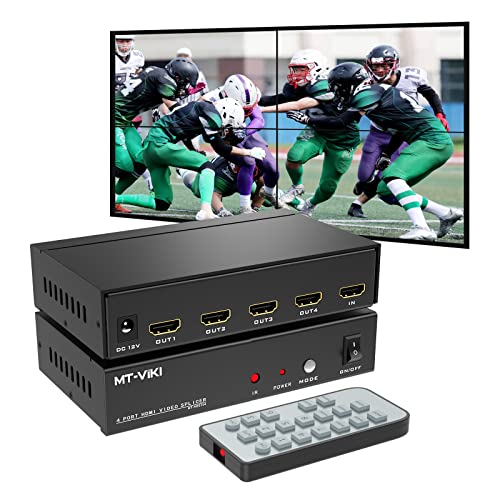 MT-VIKI 2x2 HDMI Videowand Controller 2x2 Vierfach Splicer Bildschirmspleißung 1 in 4 Out unterstützt 8 Anzeigemodi 2x2, 1x2, 1x3, 1x4, 2x1, 3x1, 4x1 30 Hz von MT-VIKI