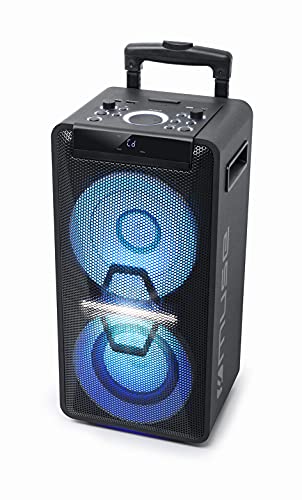 Muse DJ PA-Anlage mit Akku, 300 Watt, mit CD, Bluetooth und Licht-Effekten (USB, AUX, Mikrofon, Fernbedienung), schwarz von MUSE