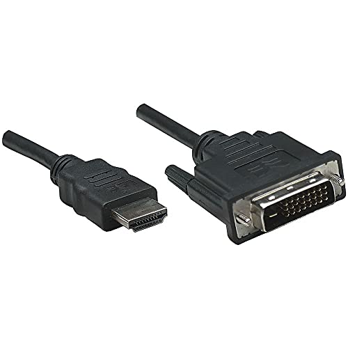 Manhattan HDMI auf DVI-Kabel HDMI-Stecker auf DVI-D 24+1 Stecker Dual Link schwarz 1,8 m 372503 von Manhattan