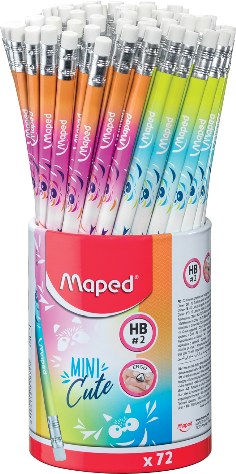 Maped Bleistift MINI CUTE, mit Radierer, HB, 72er Köcher von Maped