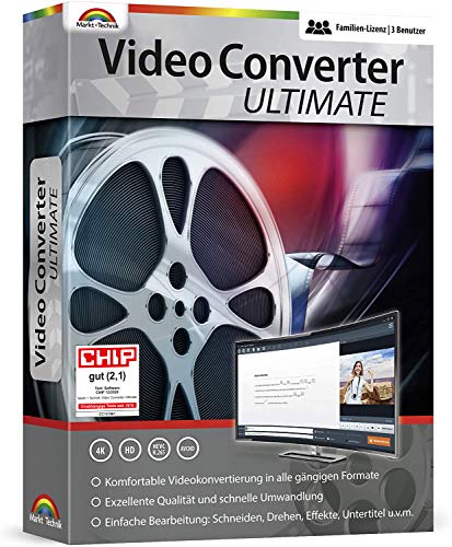 Video Converter Ultimate - 3 USER Lizenz - Videos konvertieren, bearbeiten, drehen für Windows 11, 10, 8.1, 7 von Markt + Technik
