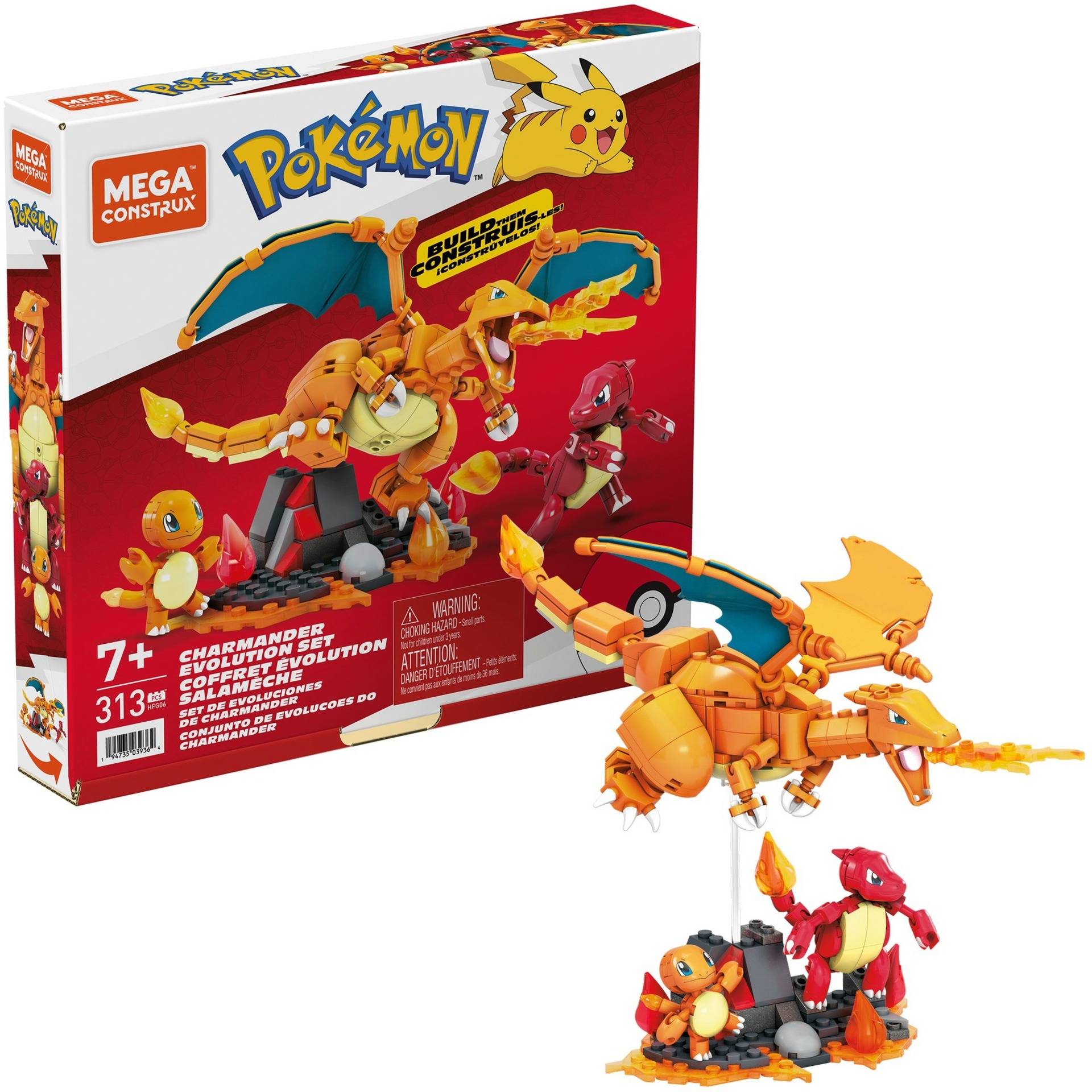 MEGA Pokémon Glumanda Evolution Set, Konstruktionsspielzeug von Mattel