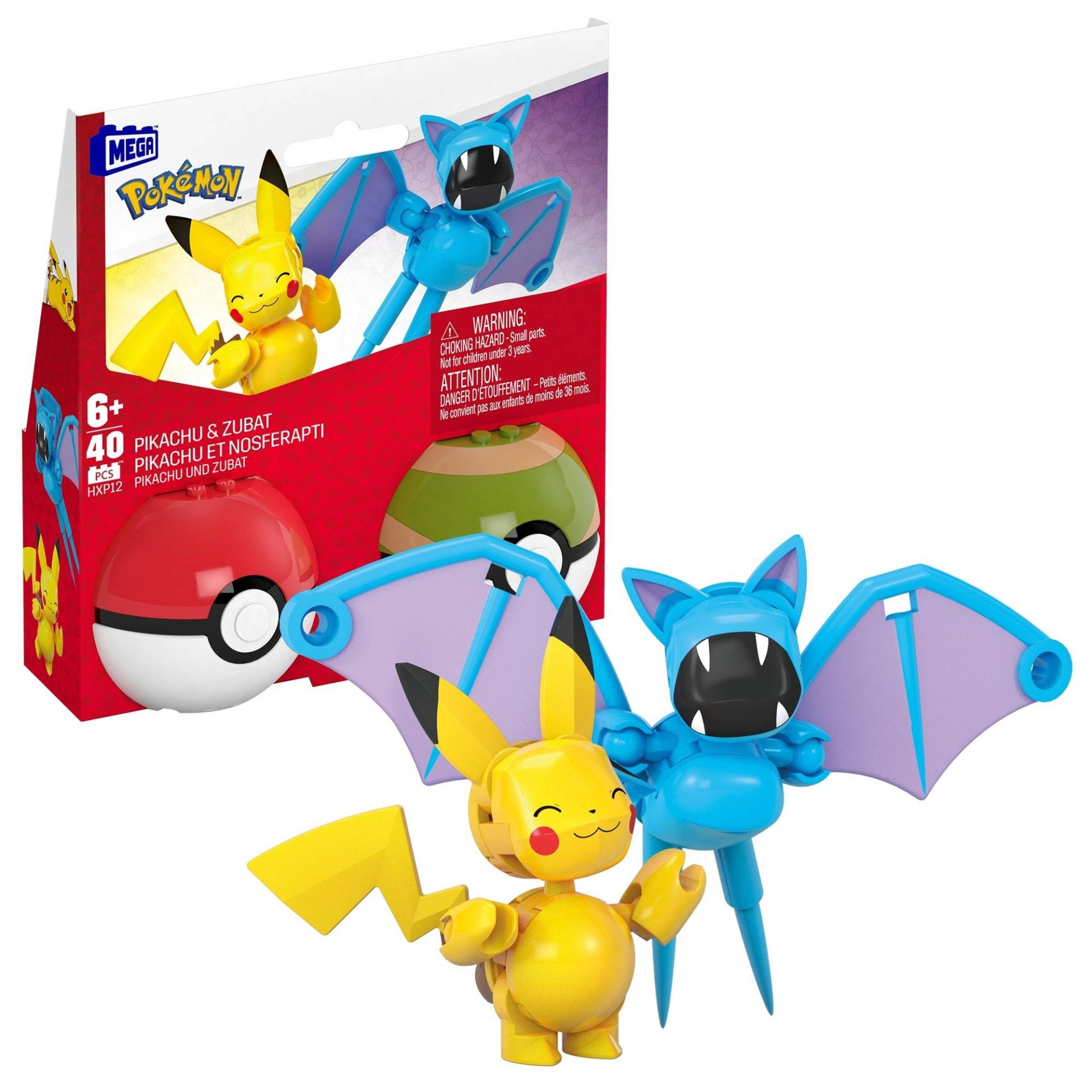 MEGA Pokémon Poké Ball - Pikachu und Zubat, Konstruktionsspielzeug von Mattel
