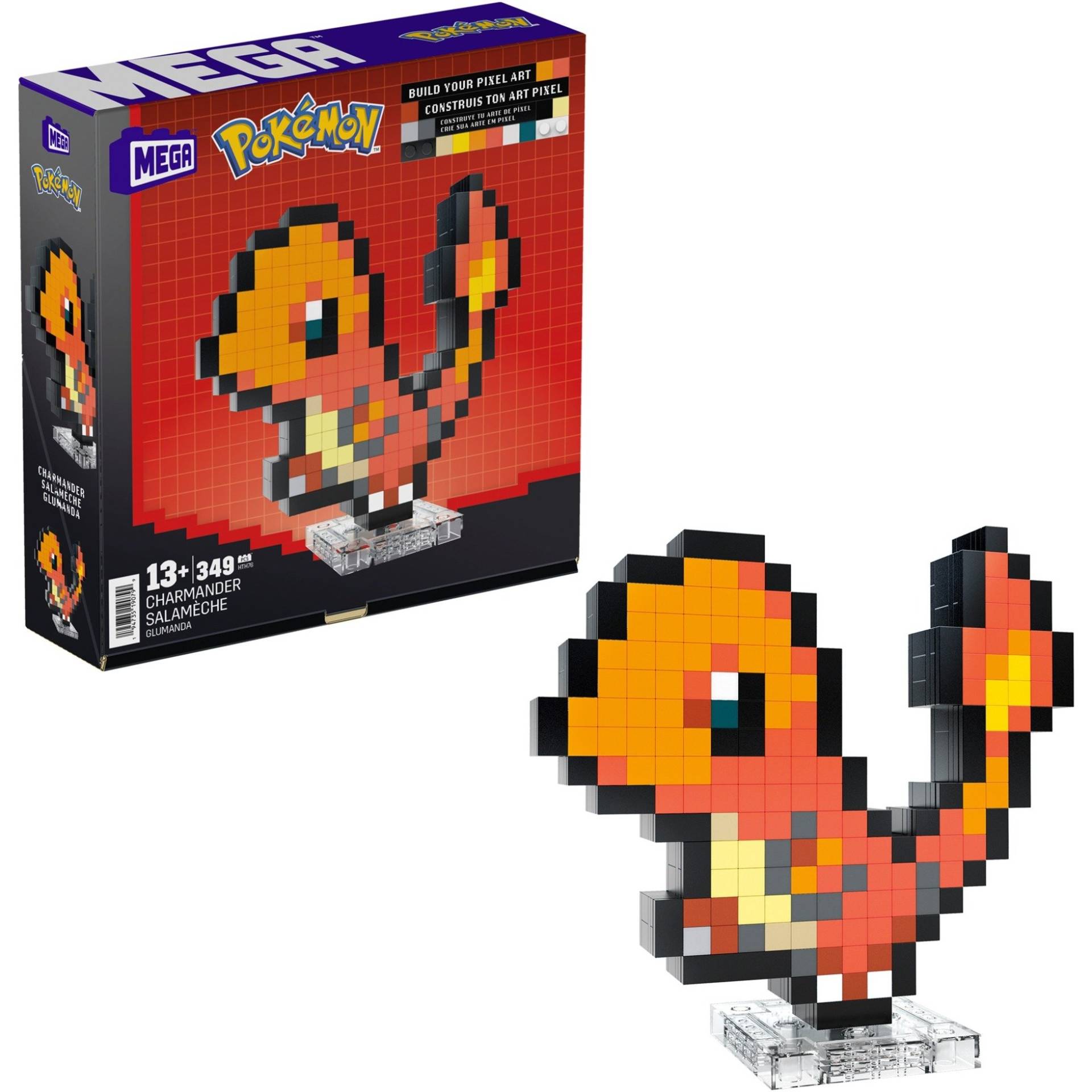 Pokémon Glumanda Pixel Art, Konstruktionsspielzeug von Mattel
