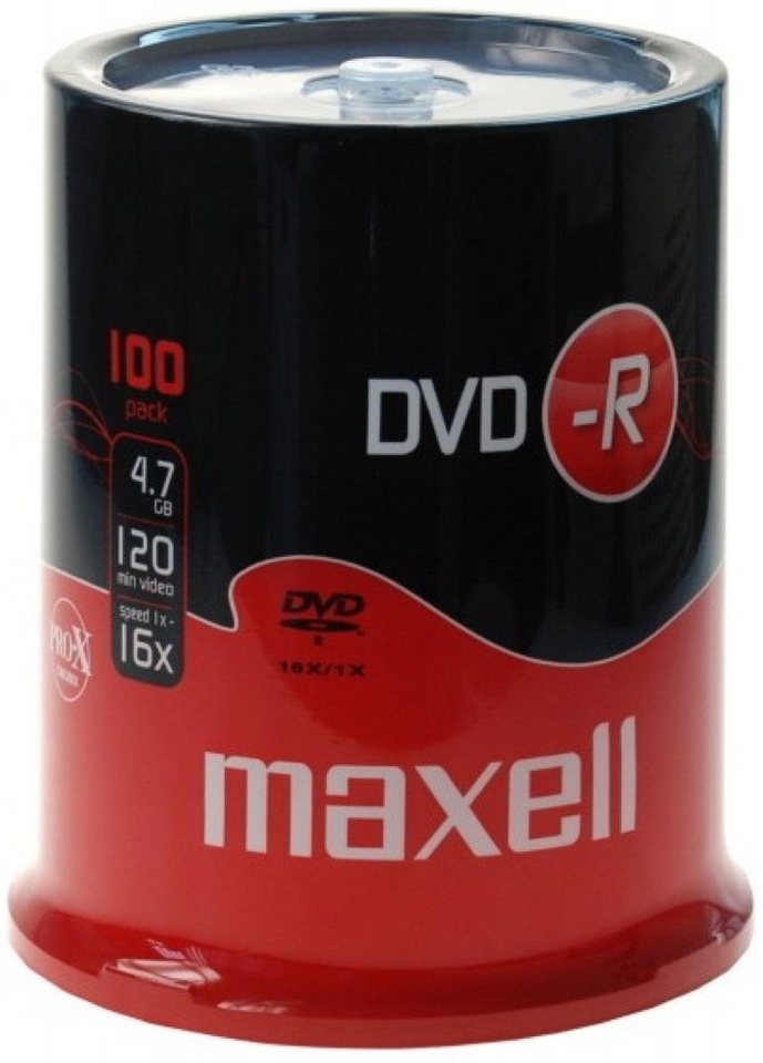 Maxell DVD-Rohling 100 Maxell Rohlinge DVD-R 4,7GB 16x Spindel von Maxell