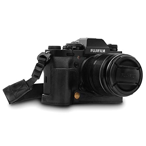 MegaGear MG1552 Ever Ready Echtleder Kamera-Halbtasche mit Trageriemen für Fujifilm X-T3 - Schwarz von MegaGear