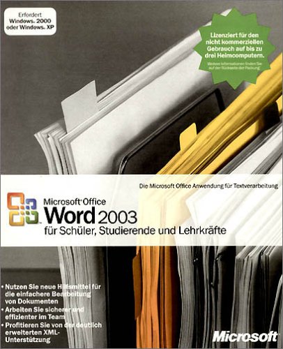 SV MS SSL-Liz-Dsk. Word Students&Teachers 2003 Win32 German CD von Microsoft
