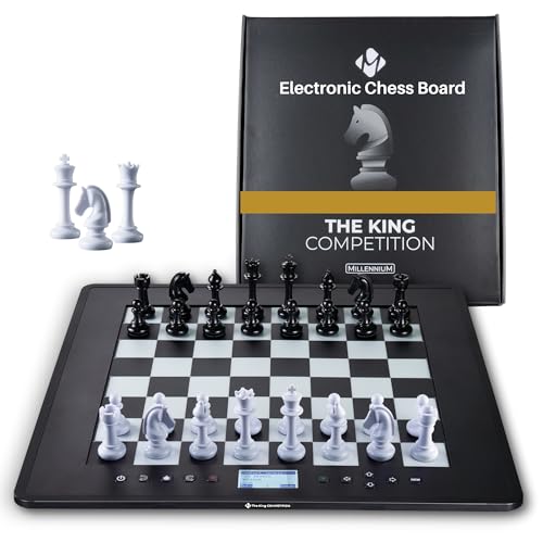 MILLENNIUM The King Competition M831 - Schachcomputer mit adaptiven Spielstufen. Mit adaptiven Levels, Chess960 und 81 LEDs zur Zuganzeige. Online Spielen via ChessLink-Modul von Millennium
