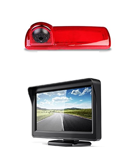 Auto Dritte Dach Top Mount Bremsleuchte Kamera Bremslicht Rückfahrkamera Monitor Set für Opel Vivaro B, Renault Trafic X82 NV300 ab 2014 + 4.3" Zoll DVD Monitor TFT Bildschirm LKW KFZ LCD Display von Misayaee