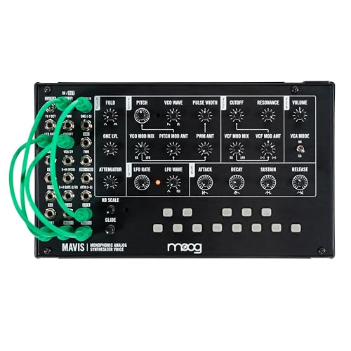MOOG Mavis - Standalone semi-modulares Analog-Synthesizer-Kit mit Keyboard, Analog-Oszillator, Filter, Hüllkurvengenerator, Wavefolder, Staubschutz von Moog