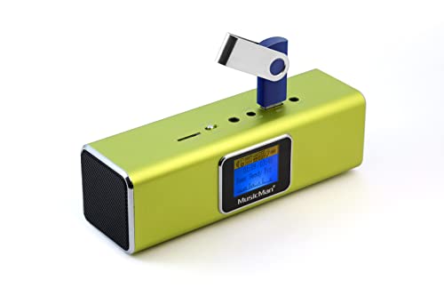 MusicMan MA Soundstation/Stereo Lautsprecher mit integriertem Akku und LCD Display (MP3 Player, Radio, Micro-SD Kartenslot, USB Steckplatz) grün von MusicMan
