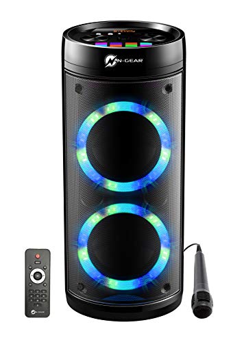 N-GEAR LPG26R Let's Go Party Bluetooth-Lautsprecher mit Karaoke-Mikrofon, LED Disco, Power Bank, Leistung 600 W (40 W RMS), Black von N-Gear