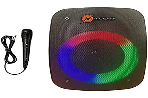 N-Gear LPG4Studio Let’s go Party Bluetooth Lautsprecher | Boombox mit Karaoke Mikrofon, Disco-LEDs, 40 Watt Leistung & bis zu 3 Stunden Akkulaufzeit von N-Gear